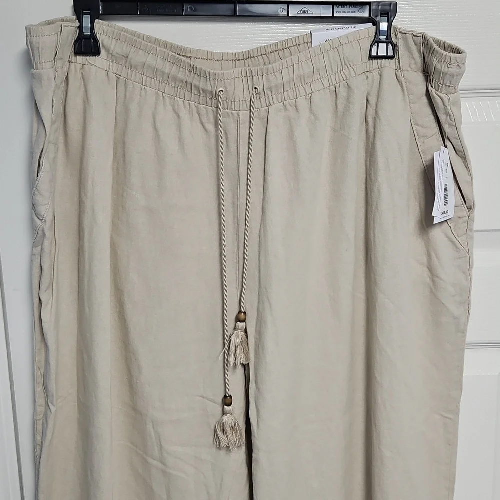 Westbound Linen Blend Mid‎ Rise Straight Leg Lightweight Pant: Natural: Size- 3X